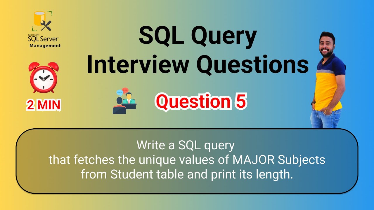 SQL Query Interview Questions 5 | Fetches the unique values of MAJOR ...