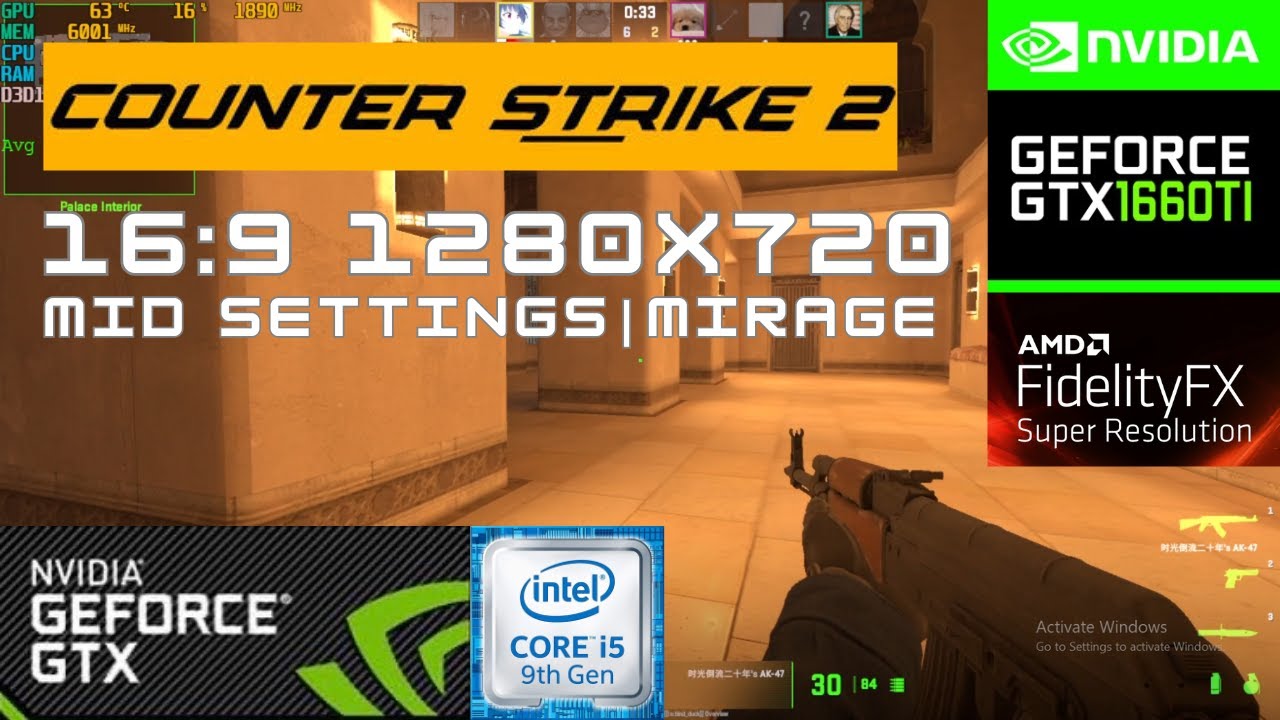 COUNTER STRIKE 2  ALL FSR MID SETTINGS TEST - i5 9400/ GTX 1660 ti/ 16GB RAM  BENCHMARK