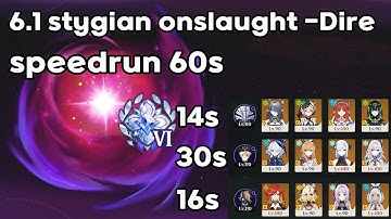 6.1 stygian onslaught -Dire speedrun 60s | Genshin Impact