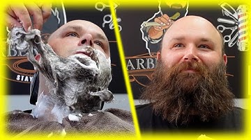 8 Months old Beard Transformation & ASMR Razor Shave + ASMR Chair Massage