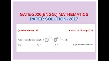 GATE-2020(ENGG.) MATHEMATICS  PAPER SOLUTION(2017) | Gate2020