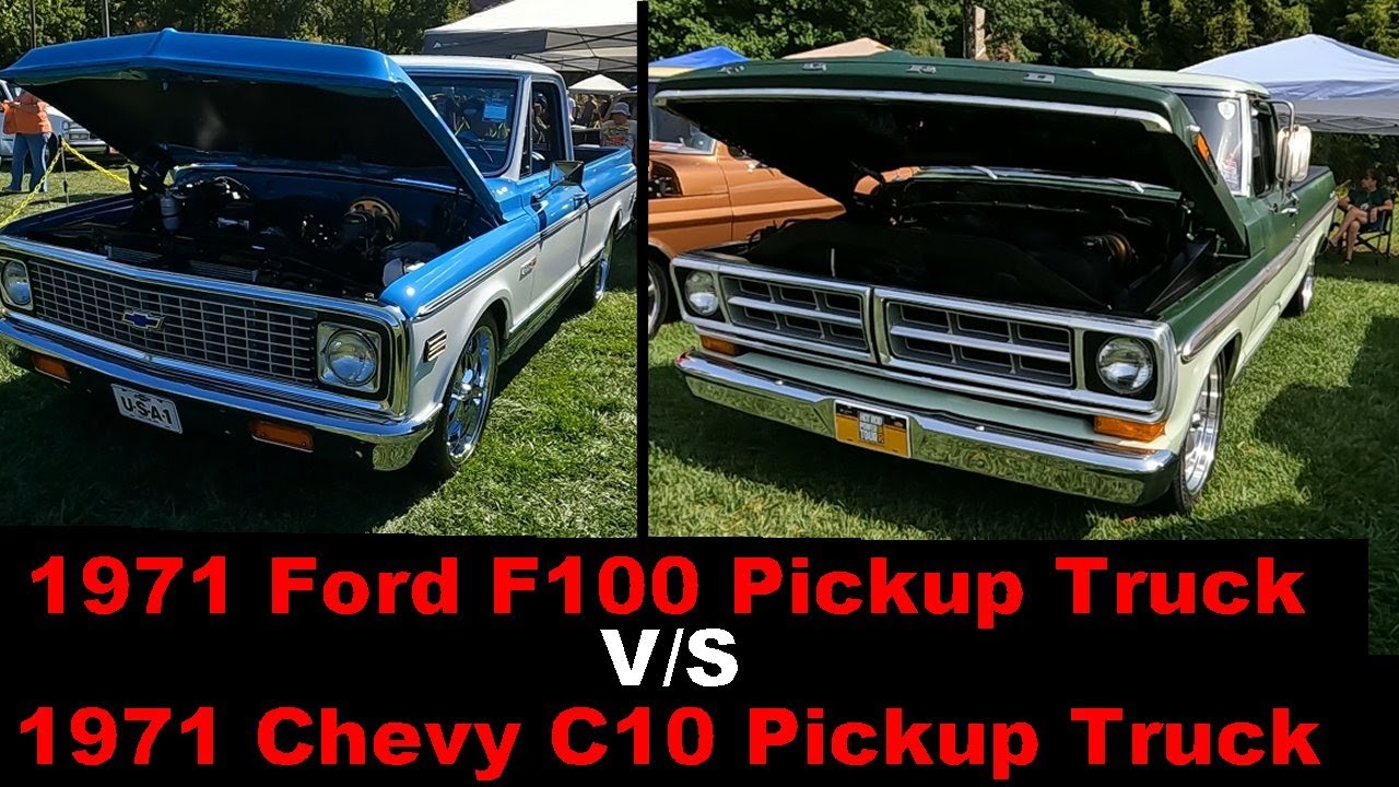 1971 Ford F100 vs 1971 Chevrolet C10 Pickup Trucks #f100 #c10 #fordf100 ...
