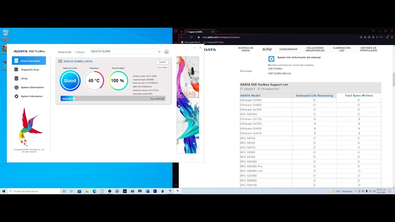 Actualizar SSD Adata SU800 por medio de Adata - YouTube