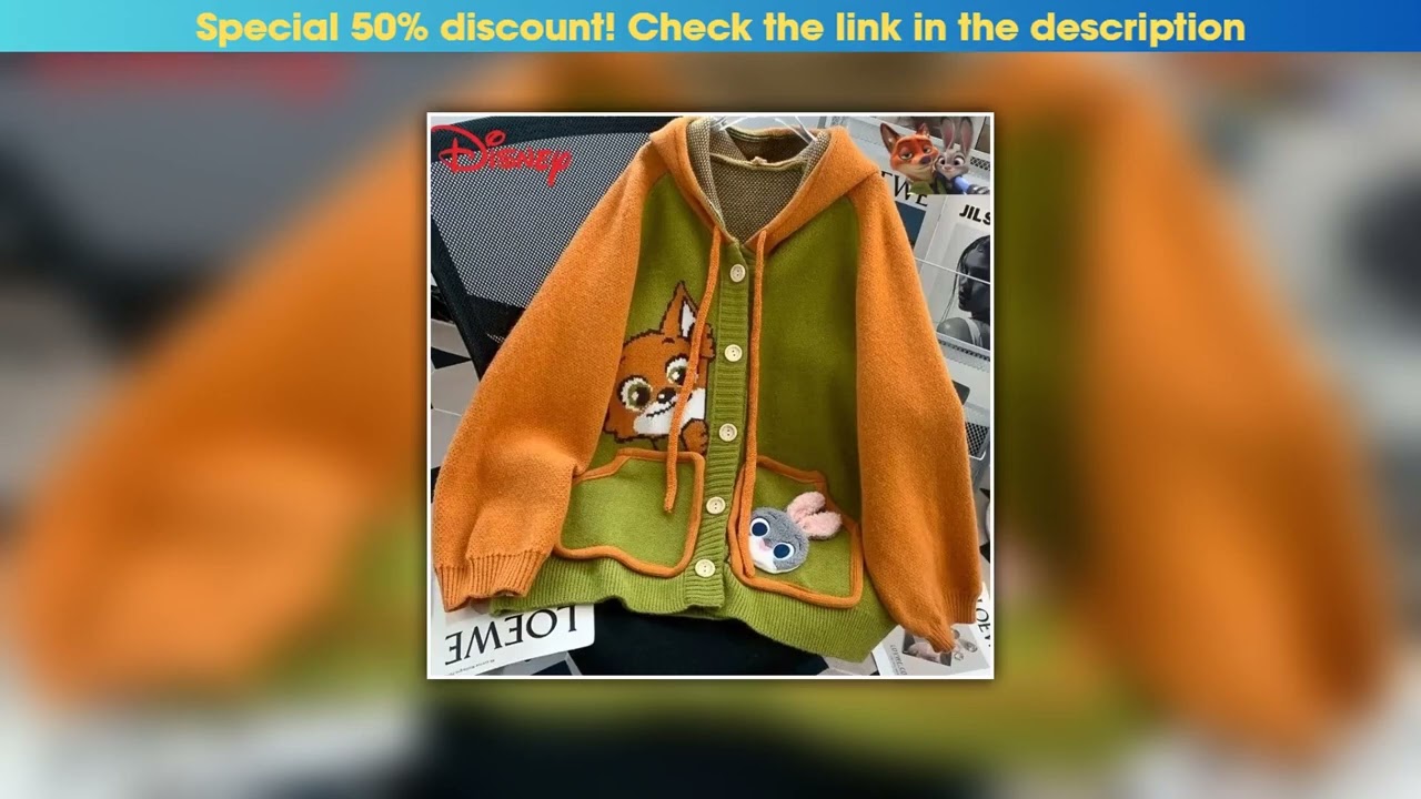 Best Disney Cute Cartoon Judy Hopps Nick Wilde Knitted Sweater for Girls, Autumn and Winter Fashion