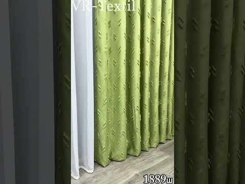Комплект штор (2шт. 1,5х2,9м.) Льон Букле. Колір оливковий. Код 1889ш 33-0922, відео 1