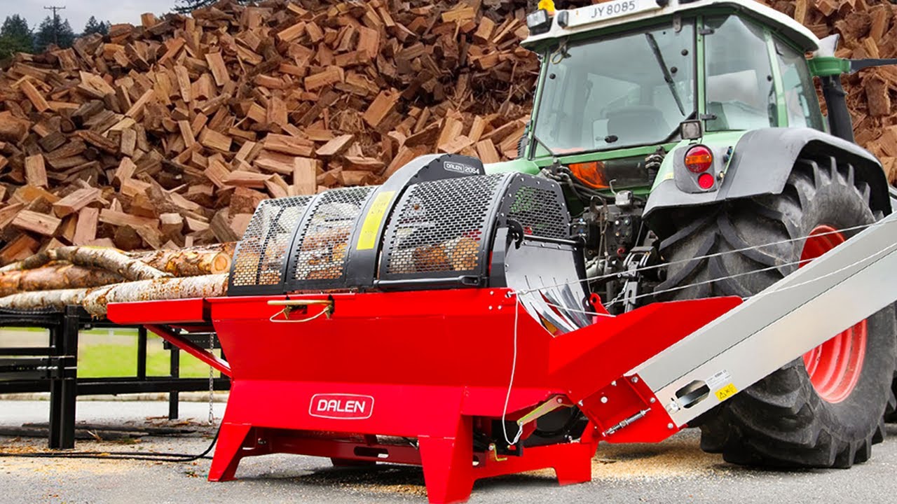Firewood processor in action ! Amazing Woodworking Machinery - YouTube
