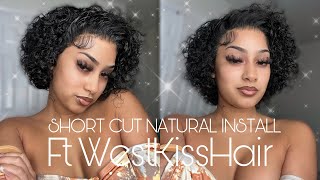 ONLY $63! I WENT SHORTER! NATURAL PIXIE FRONT HUMAN HAIR WIG INSTALL ft WEST KISS HAIR