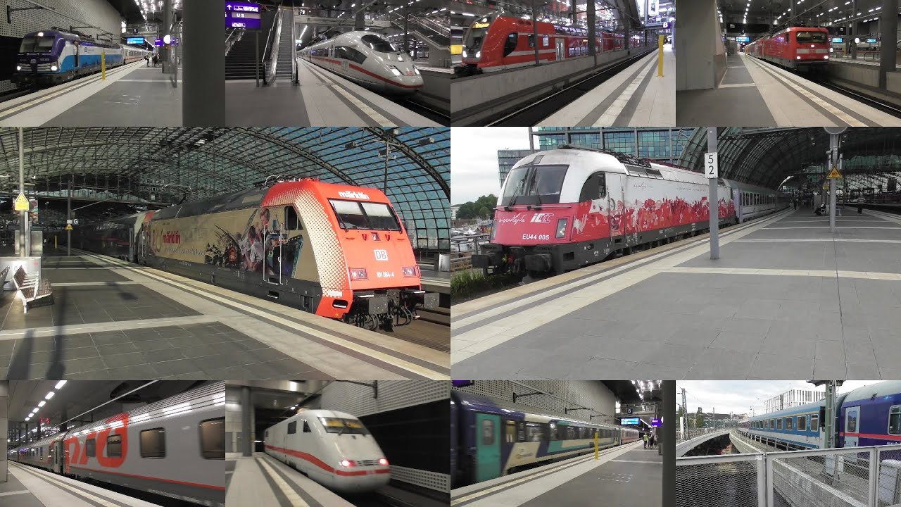 Bahnverkehr in Berlin Hbf mit ICE 1,2,3,4&T, Eurocitys, Nachtzügen, Werbeloks, Twindexx, Br112 uvm.