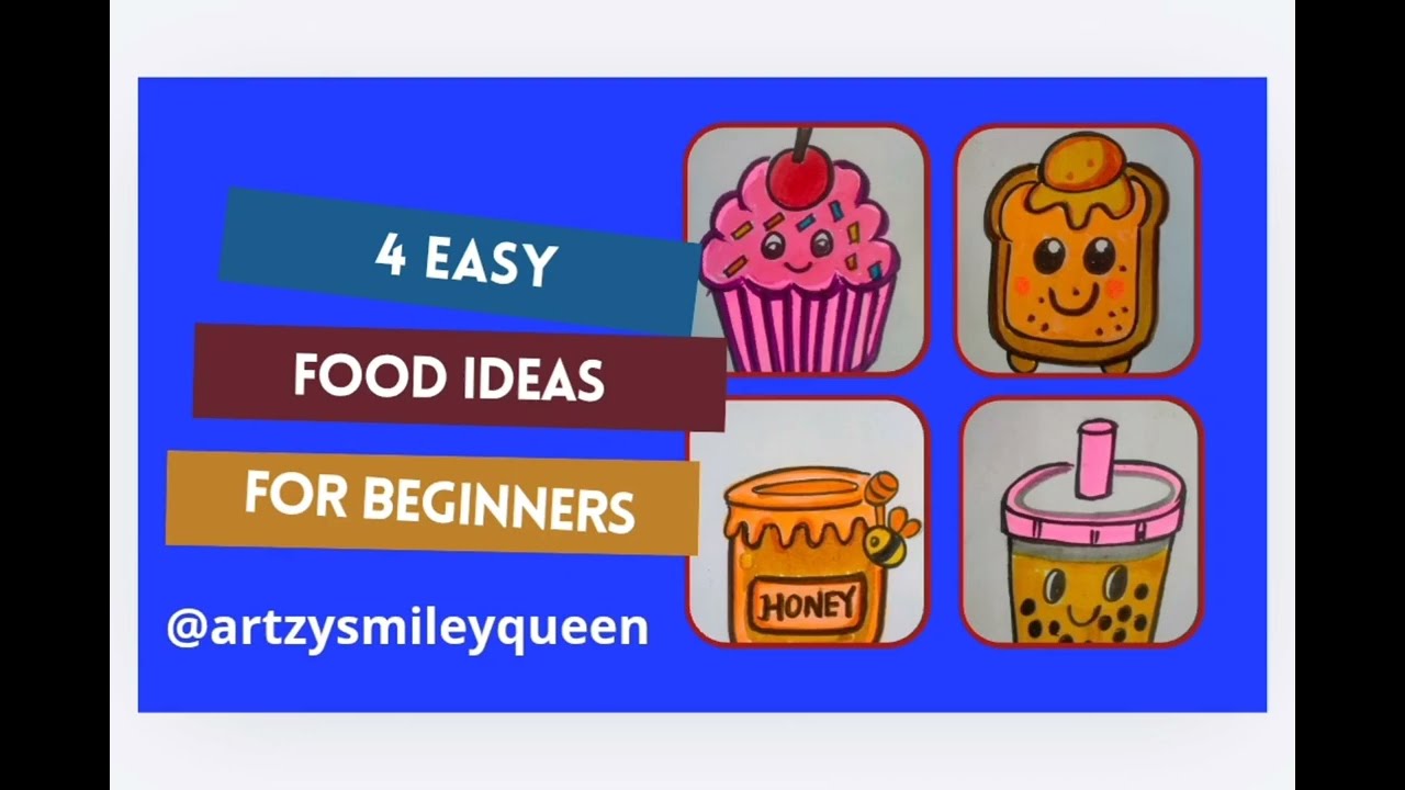 4 easy cute food drawings for beginners | simple food doodle art step by step