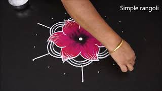 Pongal Special Rangoli Design | small muggulu 2024 | Simple pongal rangoli by jayanthi with color