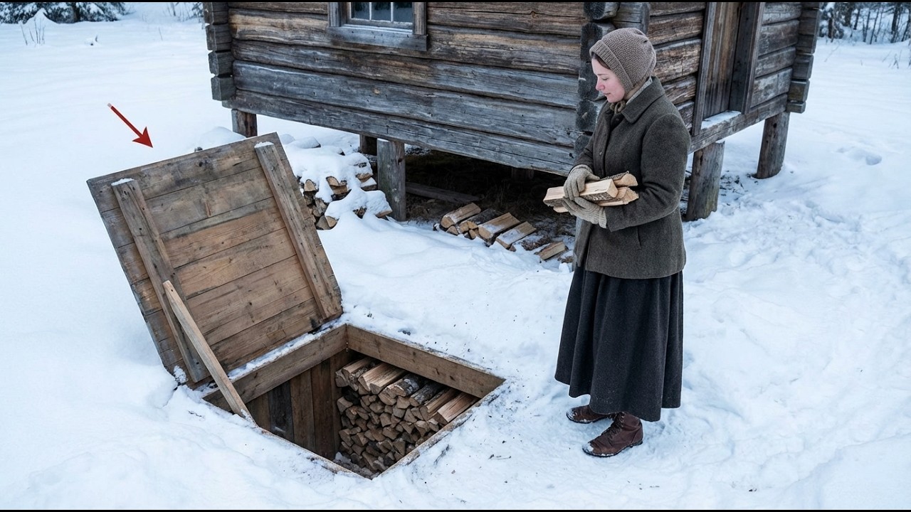 She Built a Hidden Woodshed Under Her Cabin to Keep Firewood Dry All Winter