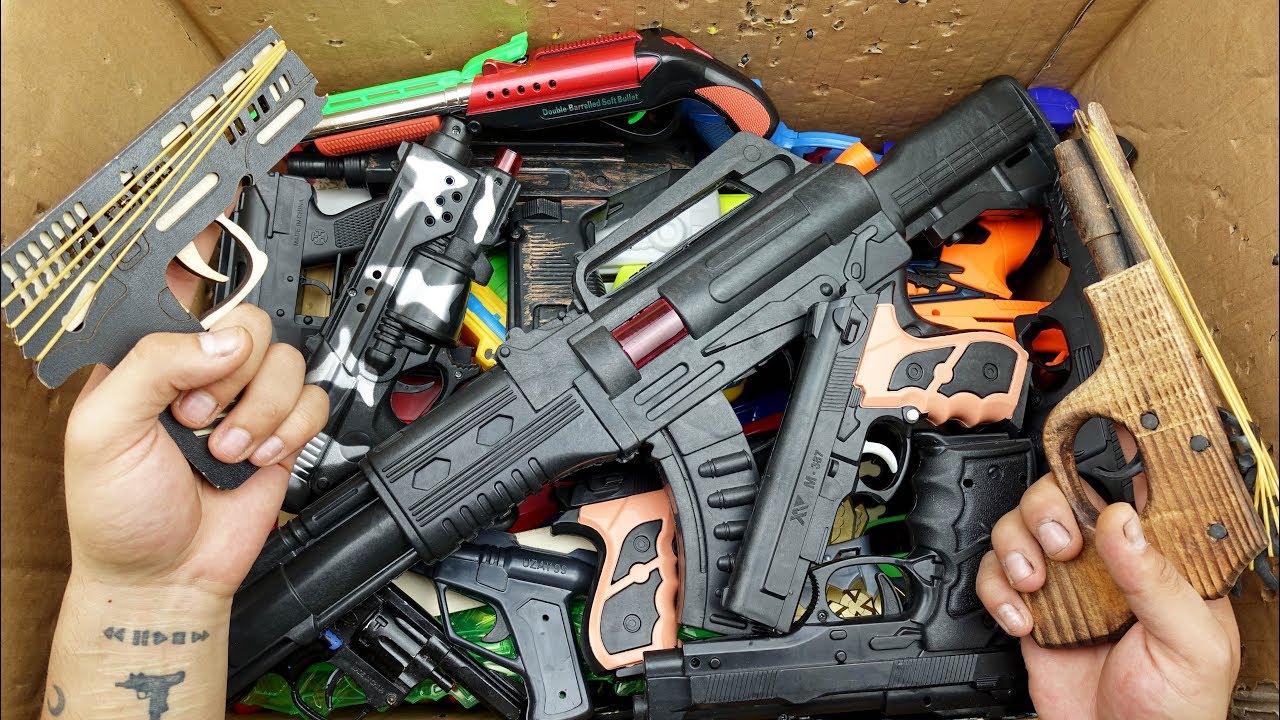 BOX OF TOYS! Realistic Toy Rifles Military Toy Guns and Equipment