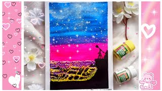 How to make Galaxy painting step by step by oil pastel #Shorts#YoutubeShorts