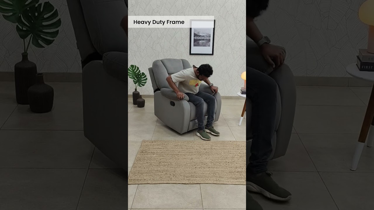 Levy Velvet Fabric 1 Seater Manual Recliner in Grey Colour, By Casacraft from Pepperfry