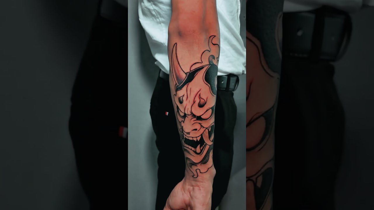 Hannya mask tattoo on hand 👹 Japanese style | Divinya Inkzone #hannyatattoo #japanesetattoo