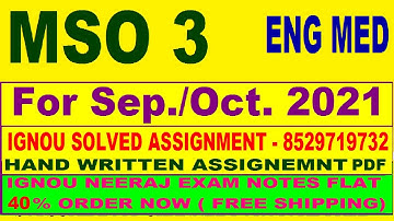 mso 3 solved assignment 2020-21 / MSO 3 solved assignment in English  / mso 3 in english