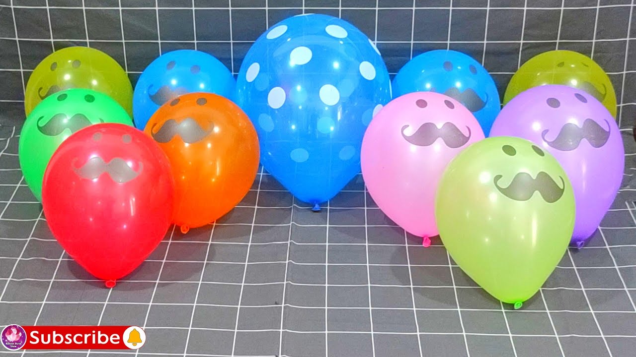 Fun Colorful Mustache Balloon Popping ASMR for Birthday!!! Part-46