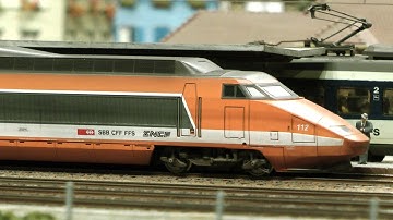 Modeltreinen in het modelspoor museum Kaeserberg in schaal H0 in Zwitserland