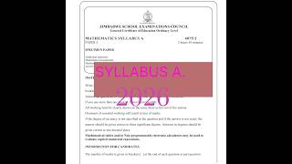 Zimsec Specimen Paper 2026 Syllabus A: Section A: Olevel
