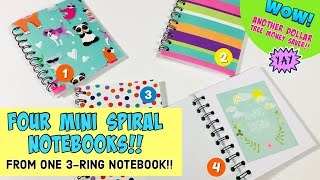 MAKE FOUR fabulous MINI SPIRAL NOTEBOOKS from ONE DOLLAR TREE notebook