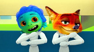 WHEELS ON THE BUS BUT WITH Luca &amp; Zootopia | Funny Sounds