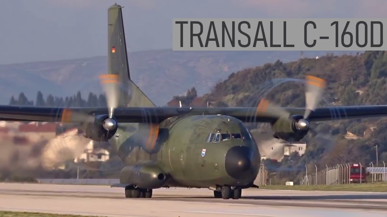 New RARE! Luftwaffe Transall C-160D - Close-up Takeoff from Split Airport SPU/LDSP