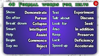 40 Most Commonly Used Formal Vocabulary in IELTS Writing Task 2 | Ielts | Learn English