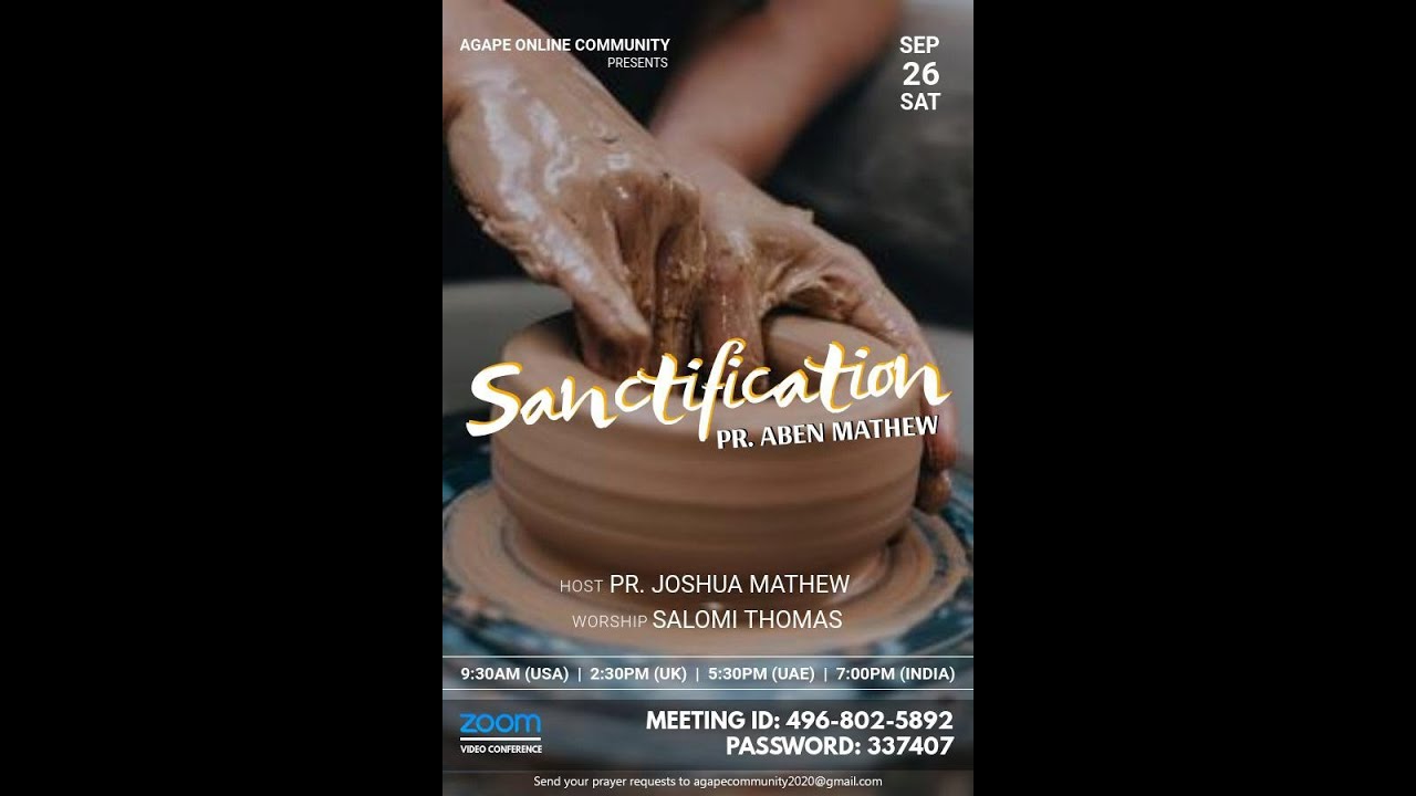 Sanctification Agape Zoom Community 26th September 2020 YouTube