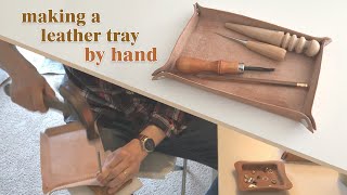 Making a veg tanned leather tray with snaps