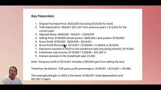 6. Illustrative Instance of an Installment Sale   Significant Figures for Year 1
