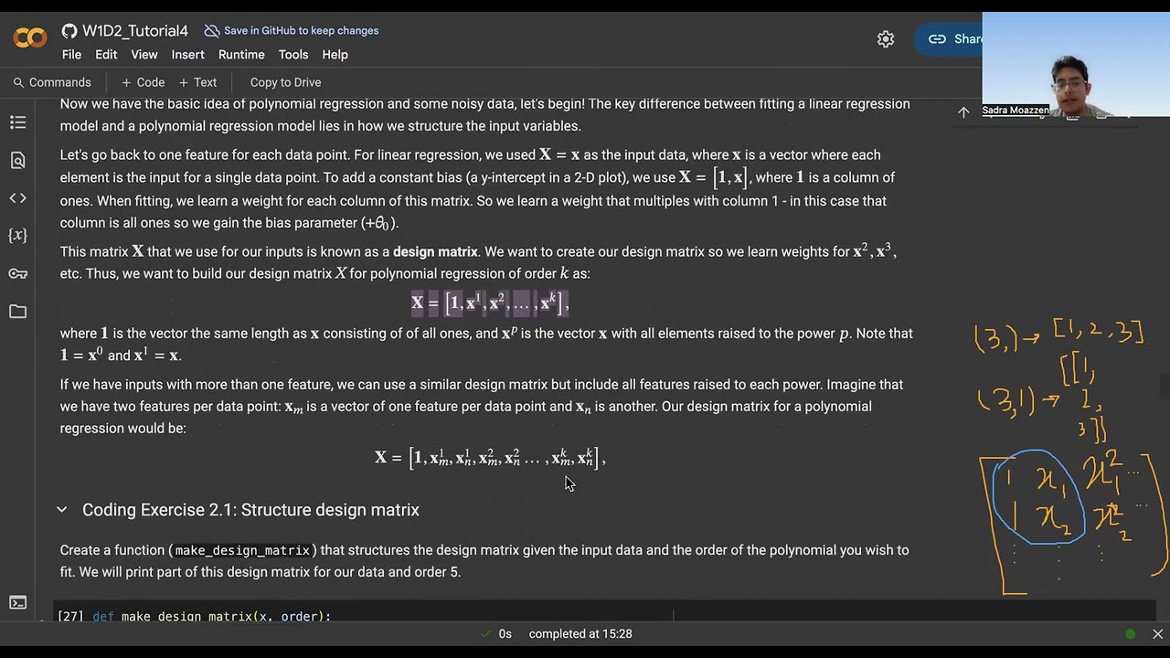 Polynomial Regression & Design Matrix | Neuromatch Academy TA Application