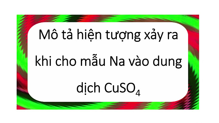 Hiện tượng nào sau đây khi cho na vào cuso4 năm 2024