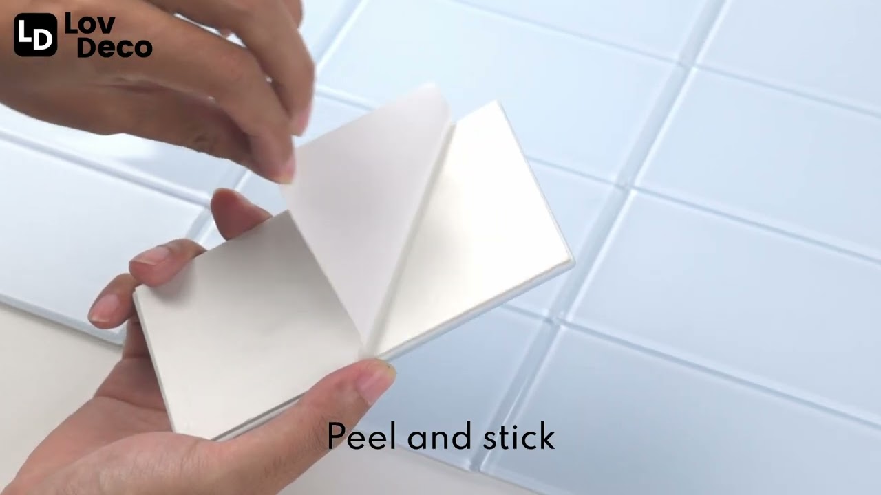 Peel & Stick Ice Blue Glass Tile: 3x6" for Bath/Kitchen