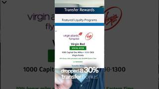 @CapitalOne 30% transfer bonus to @virginatlantic  Ends October 1.  #traveltips #travelhacks