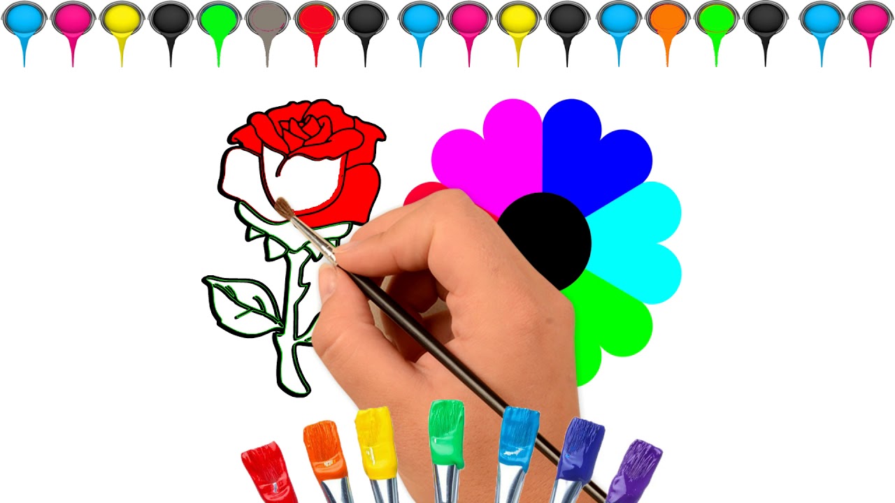 Drawing Learn Color Cute Rose coloring and drawing Learn Colors - Let's learn about colors ...