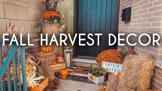 Decorate with me Outside | Front Porch Fall Harvest Decor ideas