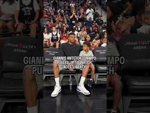 🤩 Giannis Antetokounmpo at New York Liberty vs Las Vegas Aces | WNBA women's basketball NBA #shorts