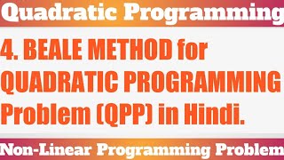 10. Beale's Method For Quadratic Programming Problem (QPP) - Operation Research in Hindi.