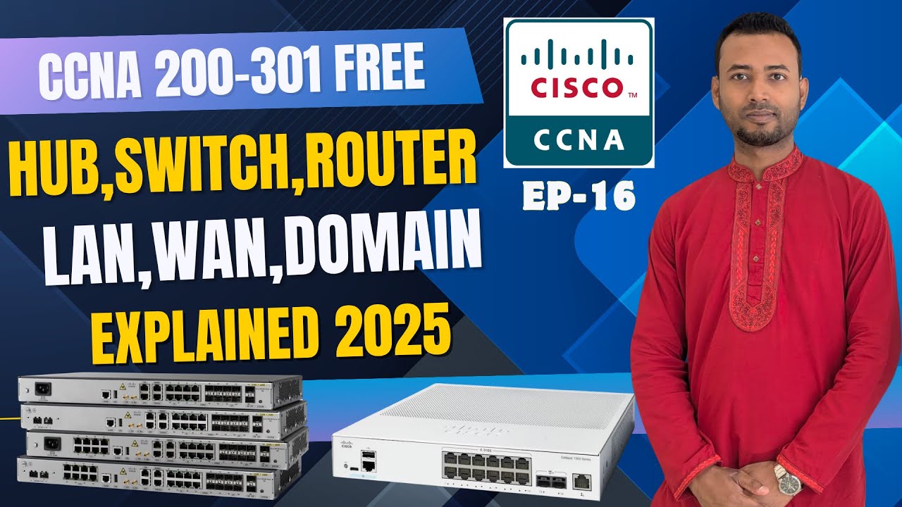 CCNA Bangla | Day 16 HUB, SWITCH, Router, LAN, WAN | IP, Collision, Broadcast Domain, Firewall