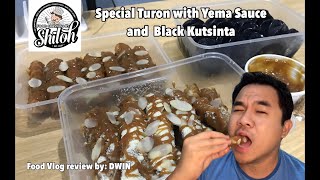 Food Cravings by Shiloh: Turon with Yema Sauce and Black Kutsinta Vlog Review by DWIN ARAZA