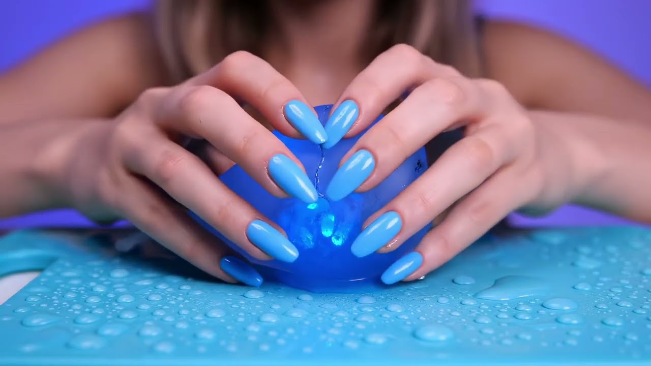 ASMR magic: cutting a glass pear filled with glowing jellyfish 🫧✨