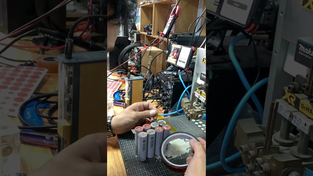 Đóng khối pin 4s2p 8 cell 21700 cho sạc dự phòng 100w 40000mah