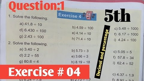 Unit 4 Decimal and Percentage Exercise 4| SNC 2022 new course | PTB and kpktb class 5 Math Q 1