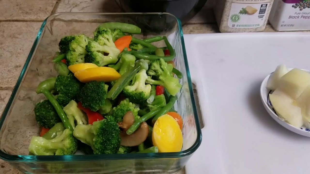 Shrimp with mixed vegetables from Costco YouTube
