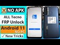 Tecno Android 11 FRP/Google Account Bypass App Not installed Without PC 2021 | Tecno FRP Bypass New