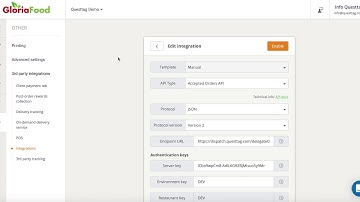 QuestTag delivery software set up for Gloria Food