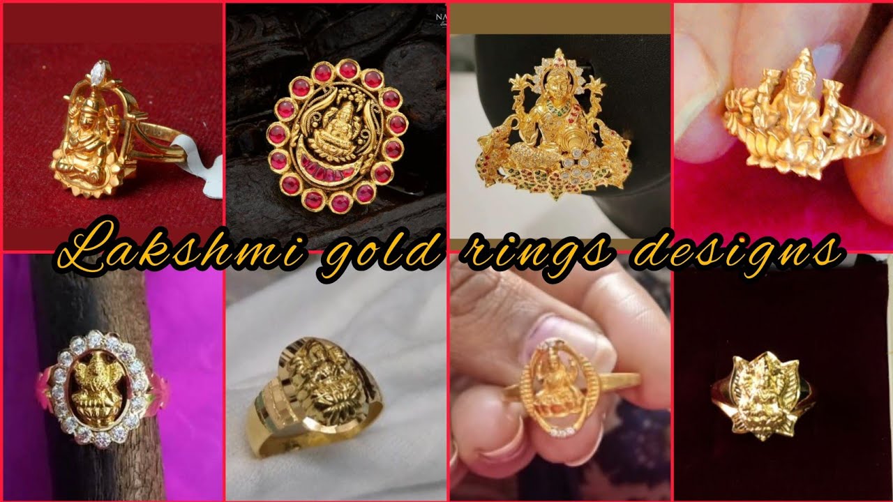 Divinely Detailed Lakshmi Devi Vanki Pattern 22KT Gold Ring