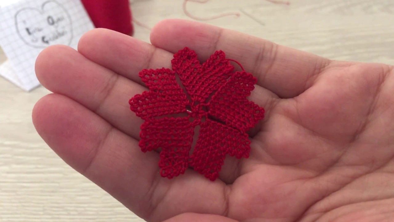 İğne oyası üç boyutlu KALPLi ÇİÇEĞİN yapılışı