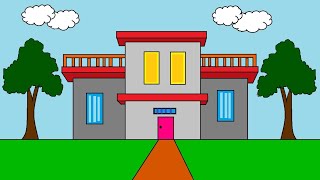 Details how to draw a easy house drawing | MS Paint drawing house | cute computer drawing. Guide