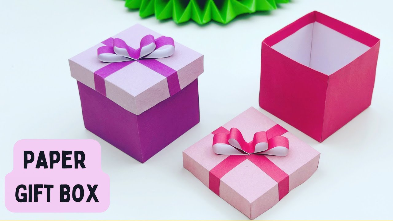 DIY Paper Gift Box, Easy and beautiful paper gift box, Paper craft ideas, Paper gift box, Christmas decoration ideas, How to make paper gift box